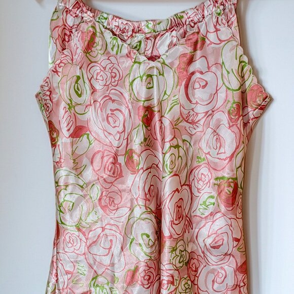 Source Unknown Other - Pink Rose Satin Cami & Shorts Set
